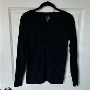 GAP Women's Black Long Sleeve Top Ribbed | GAP Black Long Sleeve | Black Ribbed